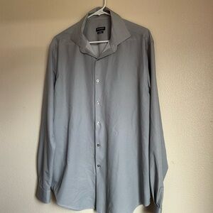 Van Heusen Light Gray with white Dress Shirt, Large